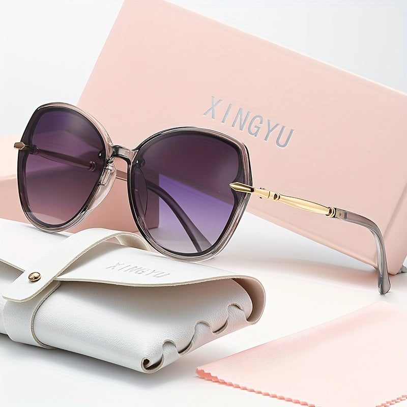 Oval Pilot Sunglasses for Women Gradient Lenses Semi-Rimless Driving Outdoor