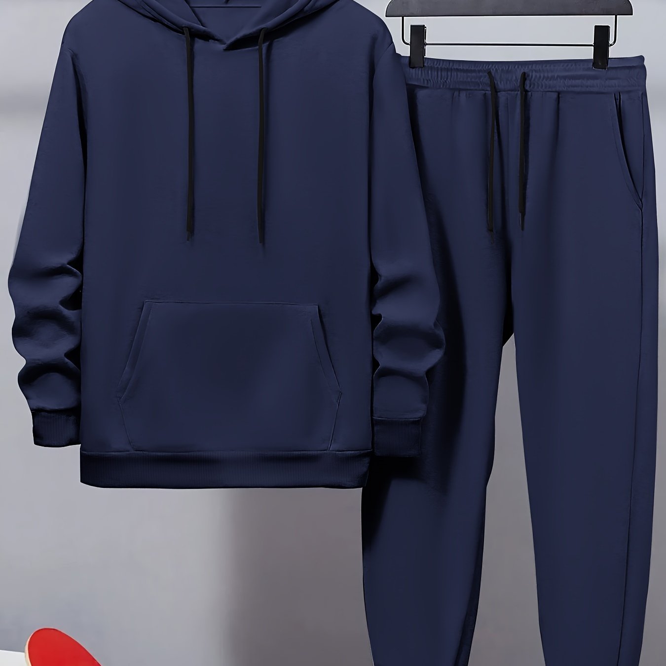 Men's Plus Size Hooded Casual Tracksuit 2pcs Solid Polyester Regular Fit Sports Set