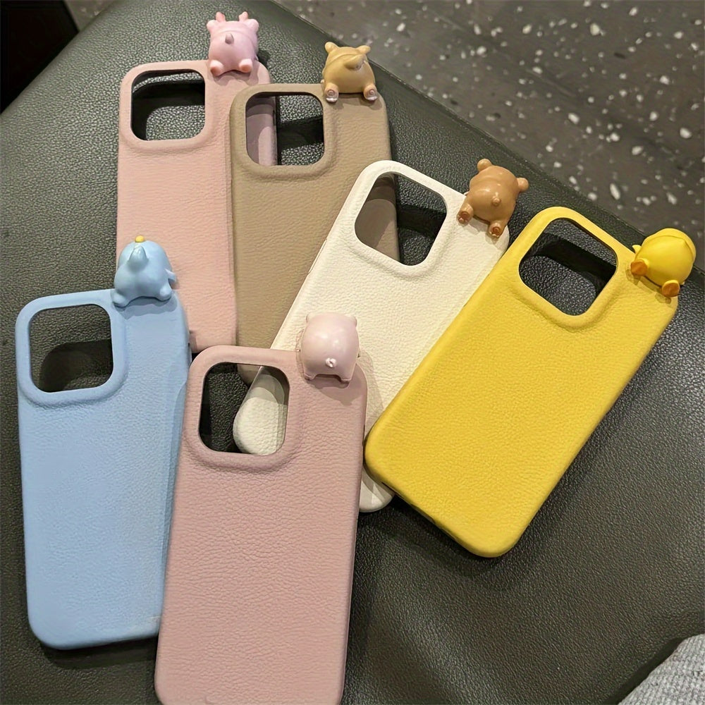 3D Bear Duck Cartoon iPhone Case Shockproof TPU Soft Back Cover for Various Models
