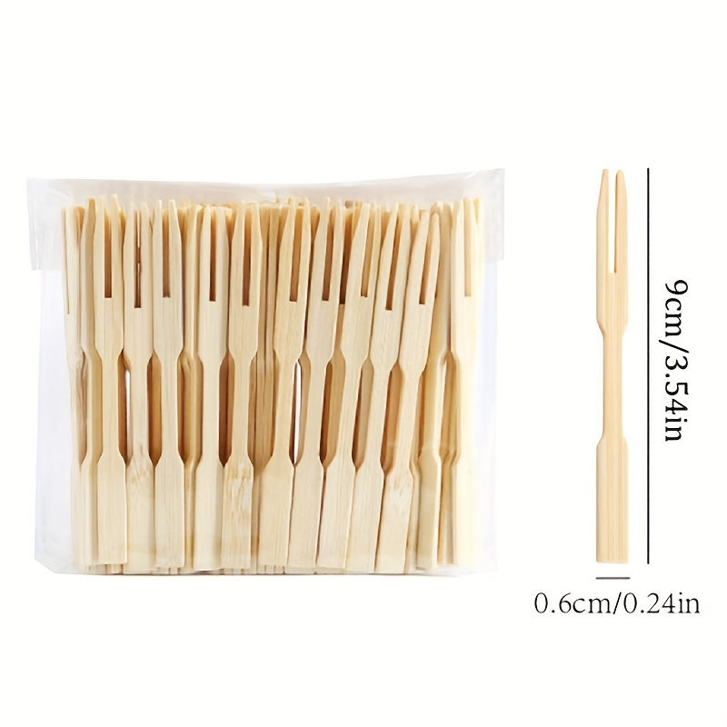 80 Pairs Disposable Bamboo Cutlery Set Eco-Friendly Forks for Weddings Birthdays
