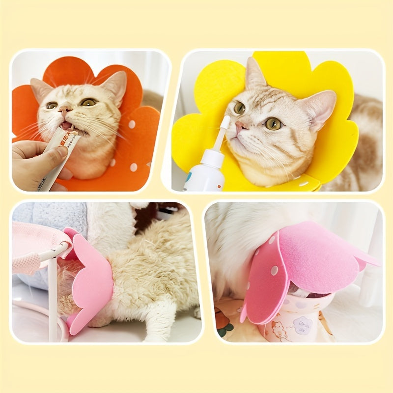 Sunflower-Shaped Cat Recovery Collar Adjustable Post-Surgery Wound Healing Cone