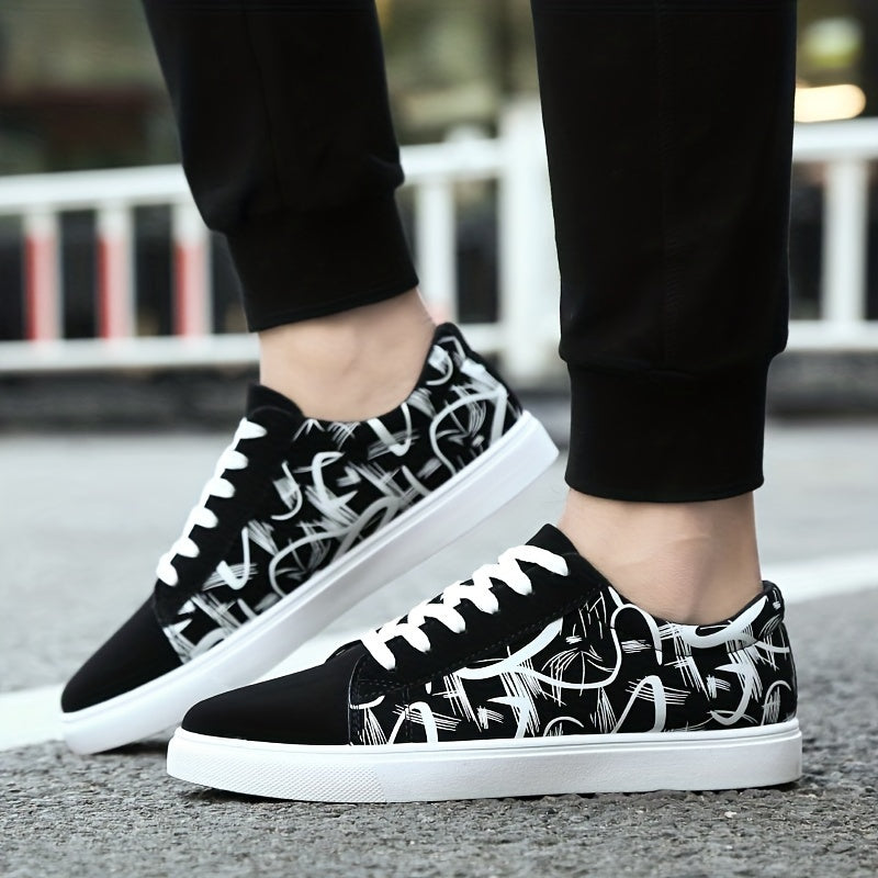 Men's Canvas Sneakers Low Top Lace-Up Skateboard Shoes Breathable Lightweight Durable All-Season