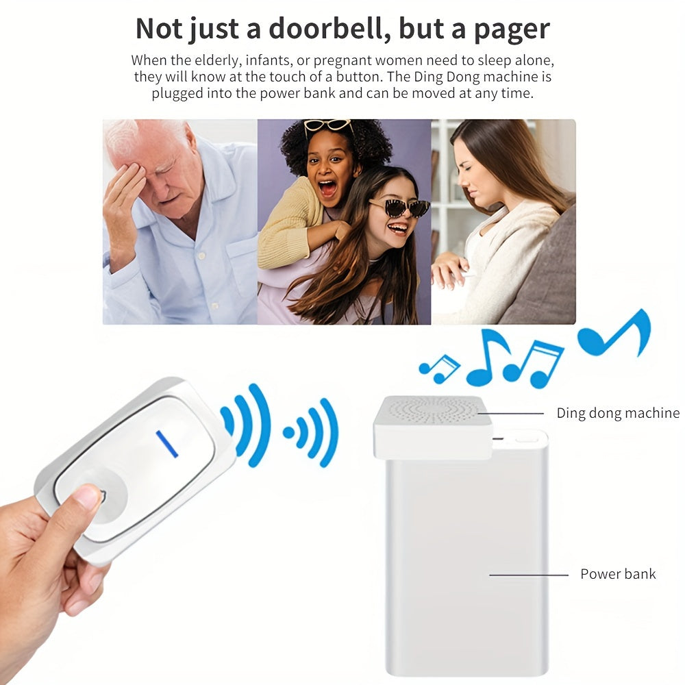 Wireless Smart Doorbell with 38 Chime Options and Long Distance Remote Control