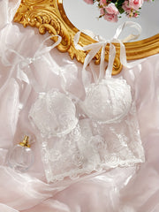 Women's Lace Satin Underwire Push-Up Bra for Everyday Wear