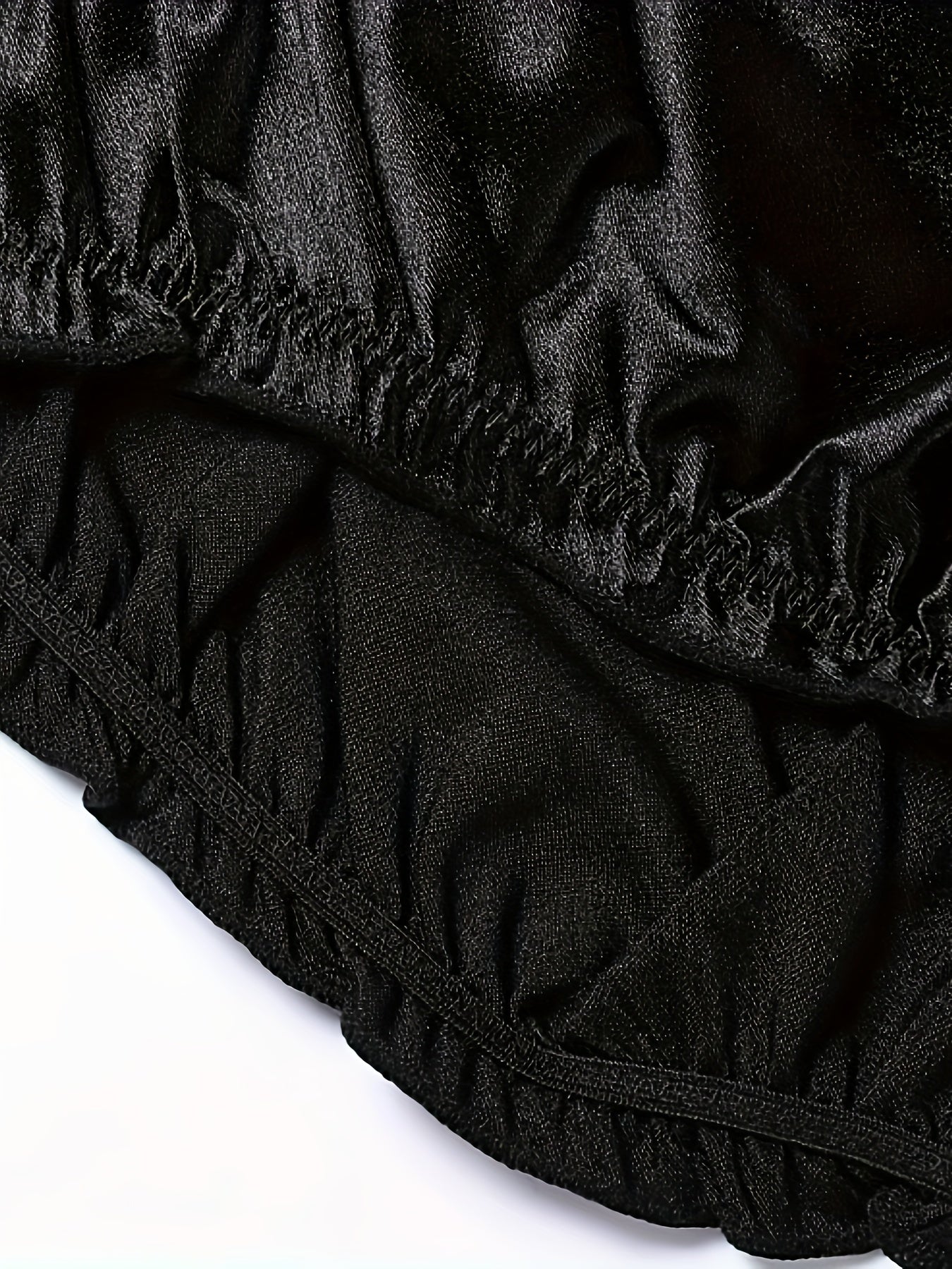 Bragas negras de satén para mujer, de tiro bajo y con fruncido, ropa interior elástica de nylon