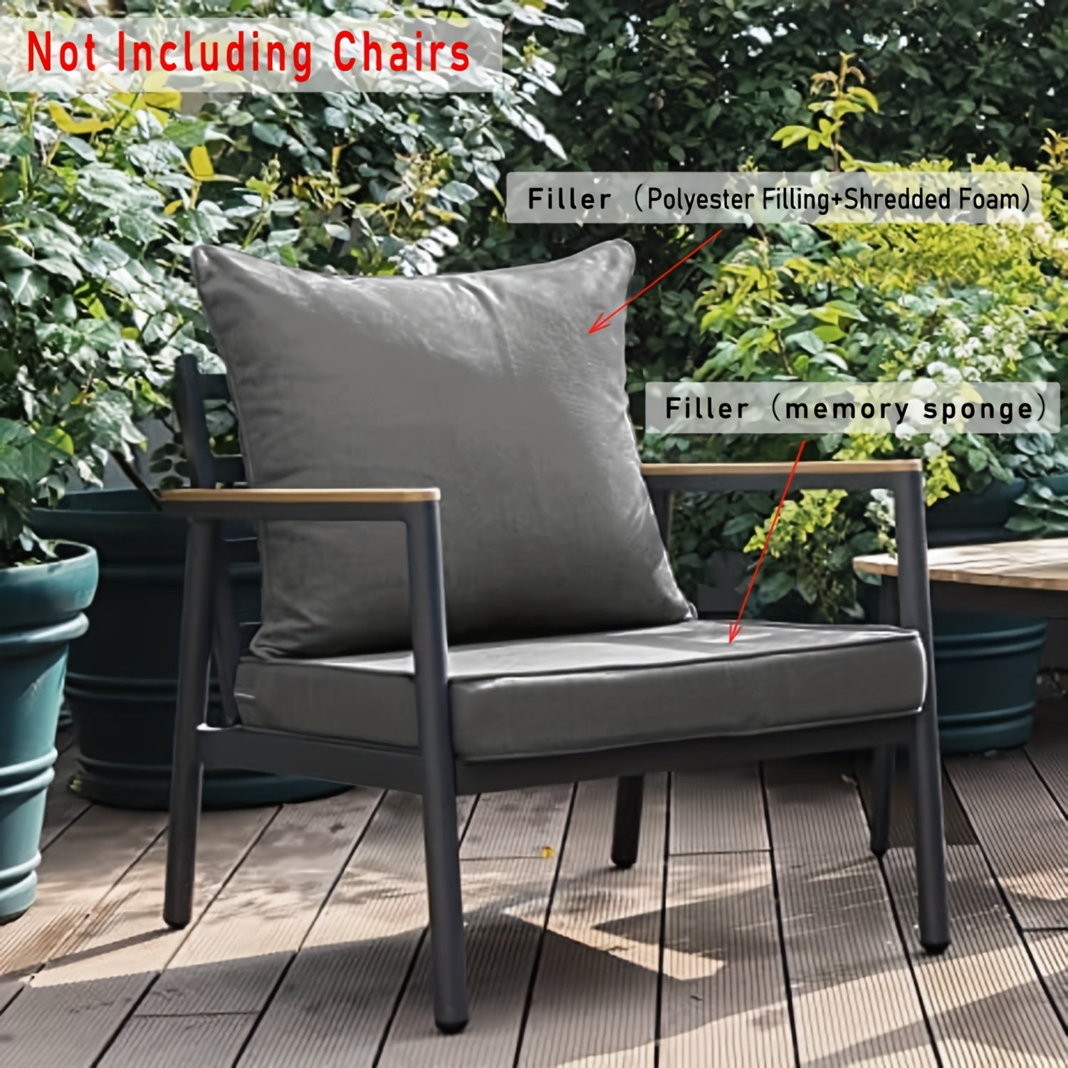 Outdoor Cushion Set 2 Pieces Polyester Removable Covers All-Season Comfort