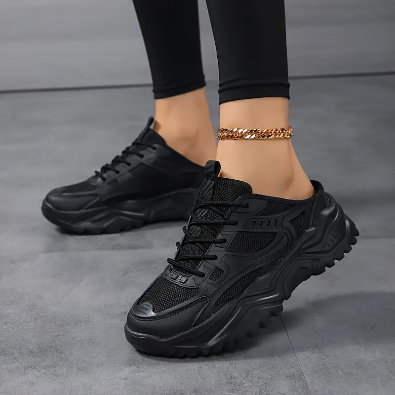 Women's Breathable Mules Slip-On Chunky Sole Casual Shoes