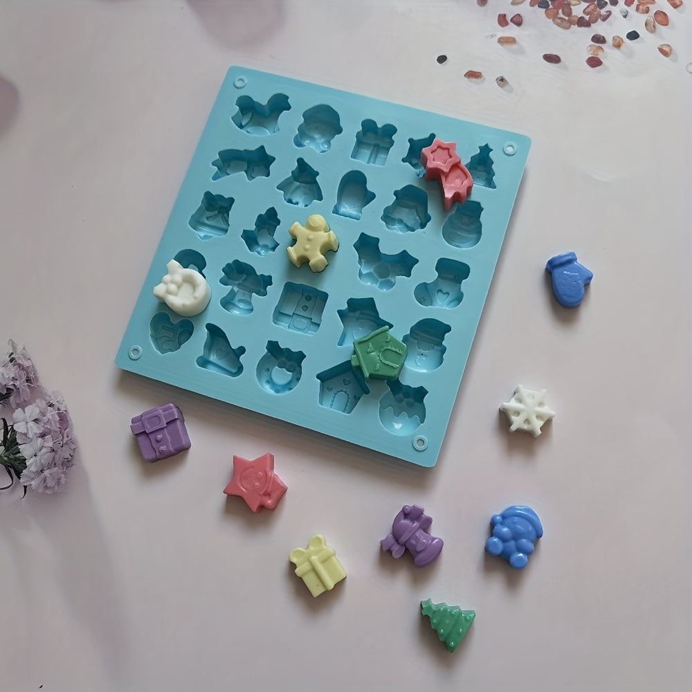 Christmas Chocolate Mold 25 Cavities 3D Silicone Candy and Fondant Baking Tool