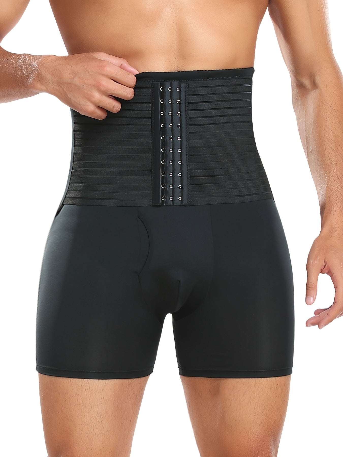 Men's Breathable Shaping Pants with Waist and Butt Lifting Technology Polyester Skinny Shorts