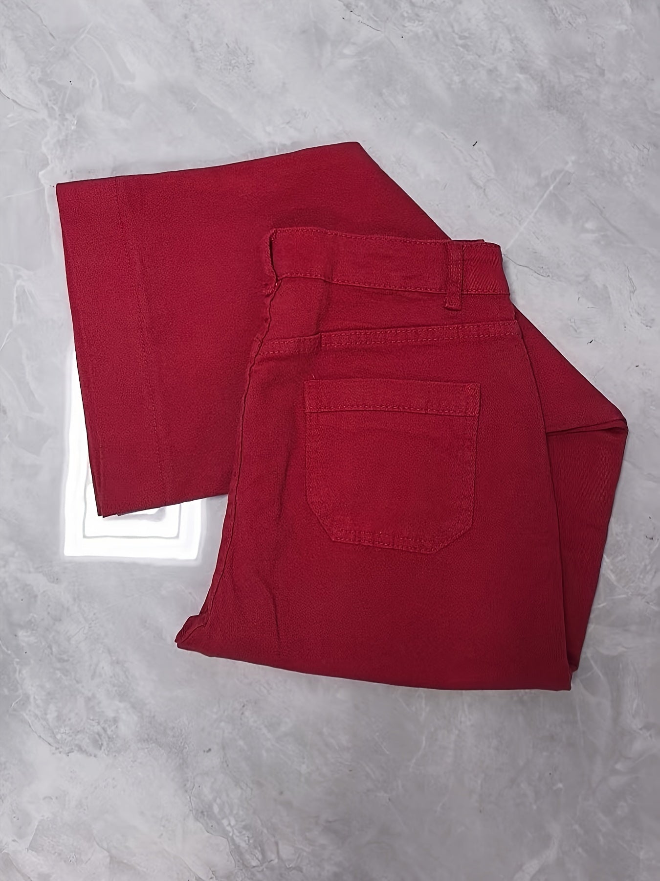 Women's Casual Straight Leg Jeans High Stretch Denim Solid Color All-Season Woven Pants