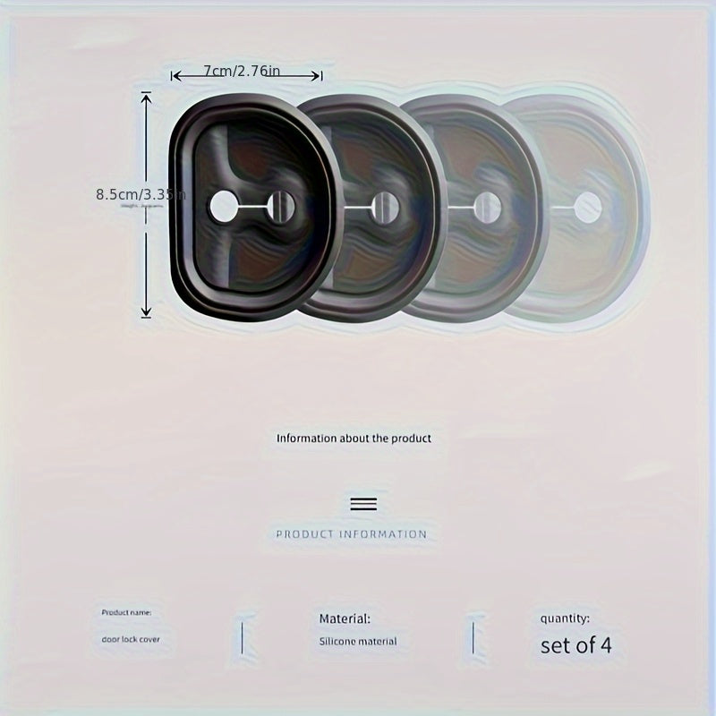 Silicone Door Lock Cover Black for Vehicle Noise Dampening Rust-Proof