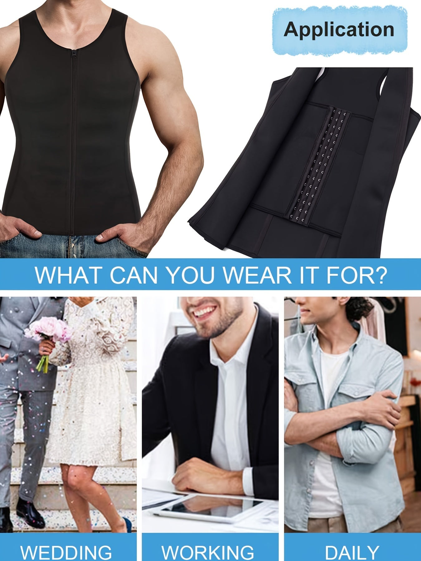 Men's Skinny Compression Tank Top Sleeveless Sports Shirt with Back Support and Stretch Fabric