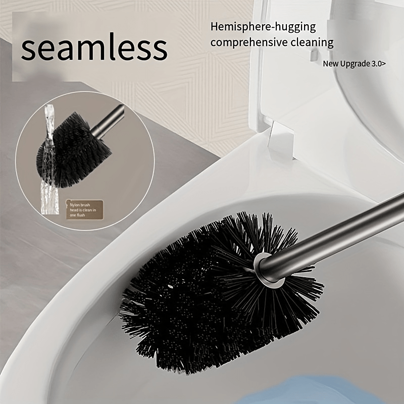 Держатель для туалетной щетки из алюминия с длинной ручкой - настенный держатель для уборки в ванной, универсальный дизайн для глубокой очистки, легко снимается и портативен.