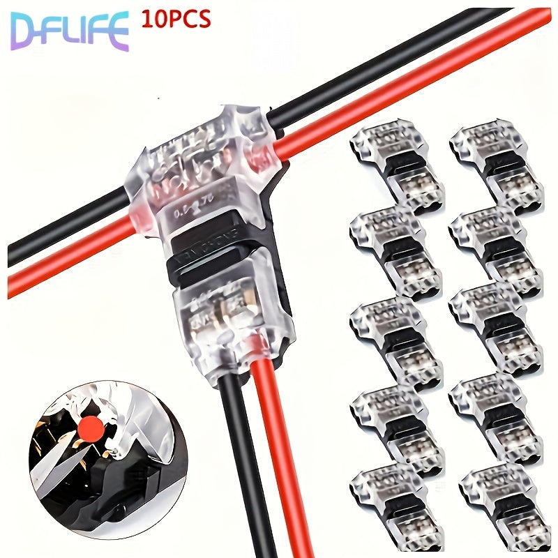 10 Pieces Brass T2 Connectors Recessed Mount Quick Connect No Solder