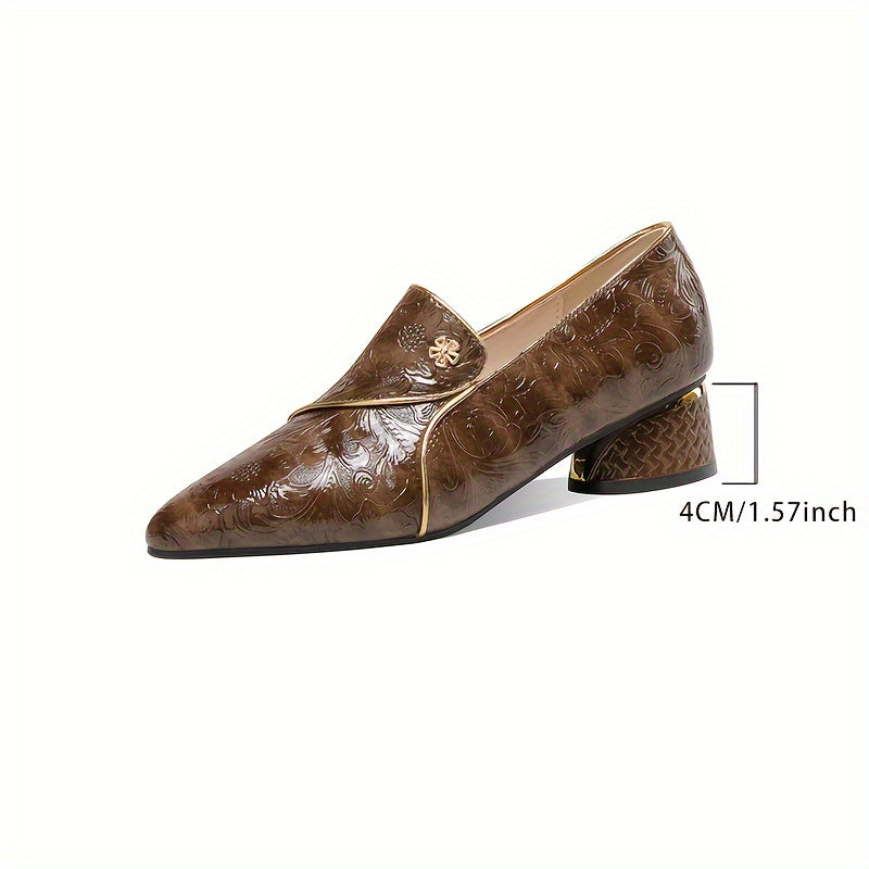 Women's Mid-Heel Pointed Toe Block Shoes Faux Leather PVC Sole Polyurethane Insole All-Season