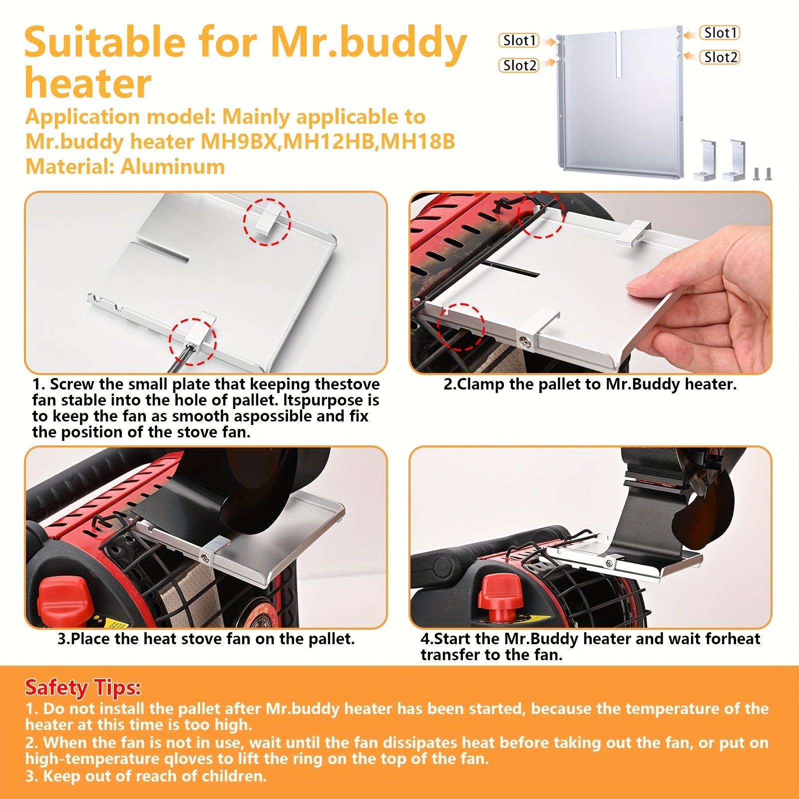Aluminum Wood Stove Fan with Magnetic Thermometer for Camping and Indoor Use