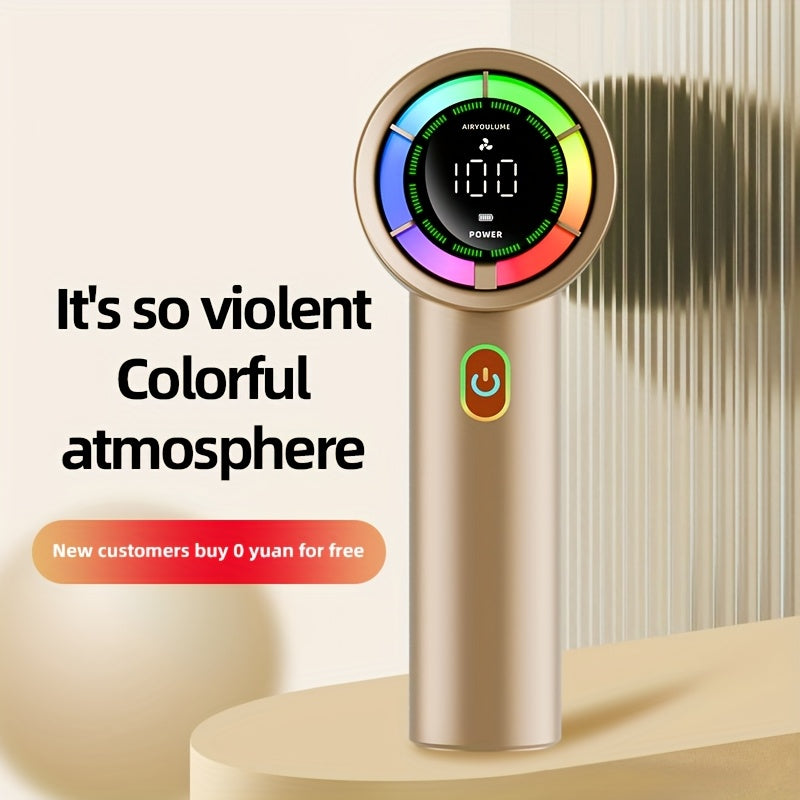 Portable Rechargeable Fan with 3000mAh Battery Adjustable Speeds Ultra-Quiet LED Display for On-the-Go Cooling