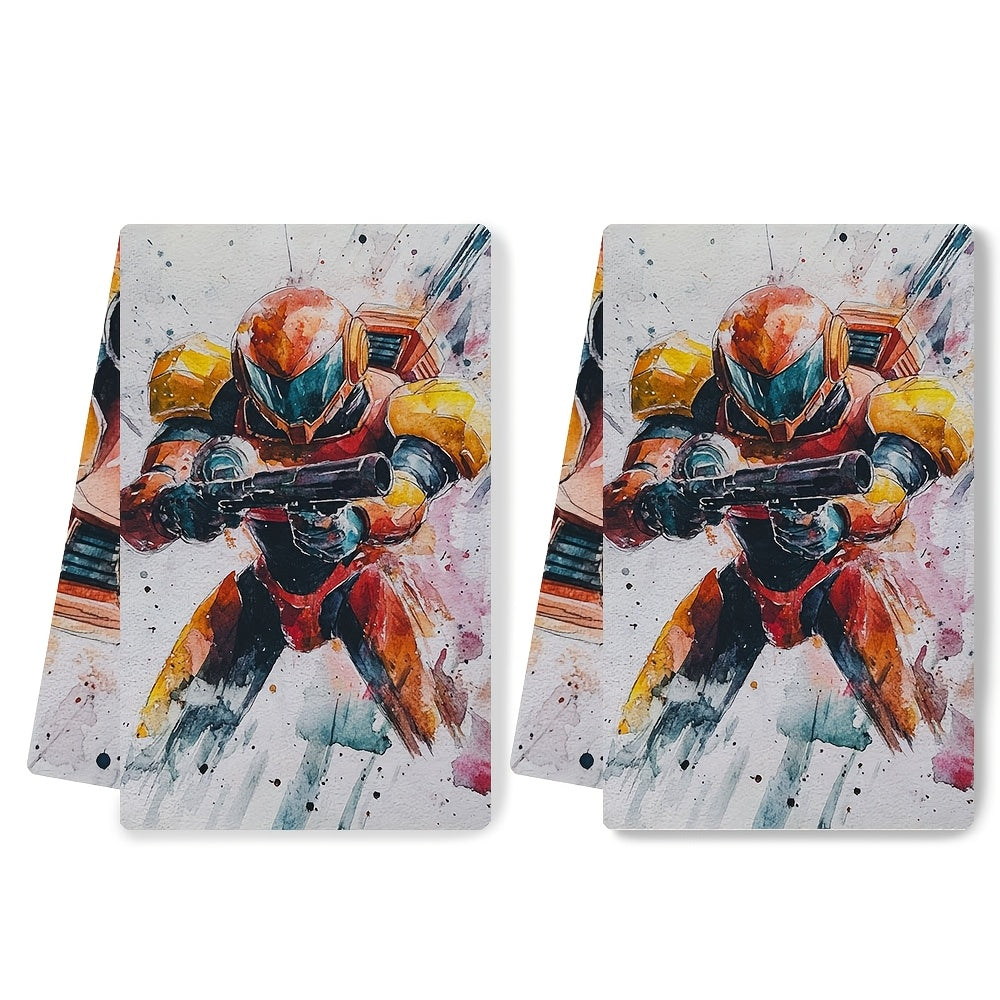 Set of 2 Ultra-Soft Absorbent Kitchen Towels 40x60cm with Samus Aran Design