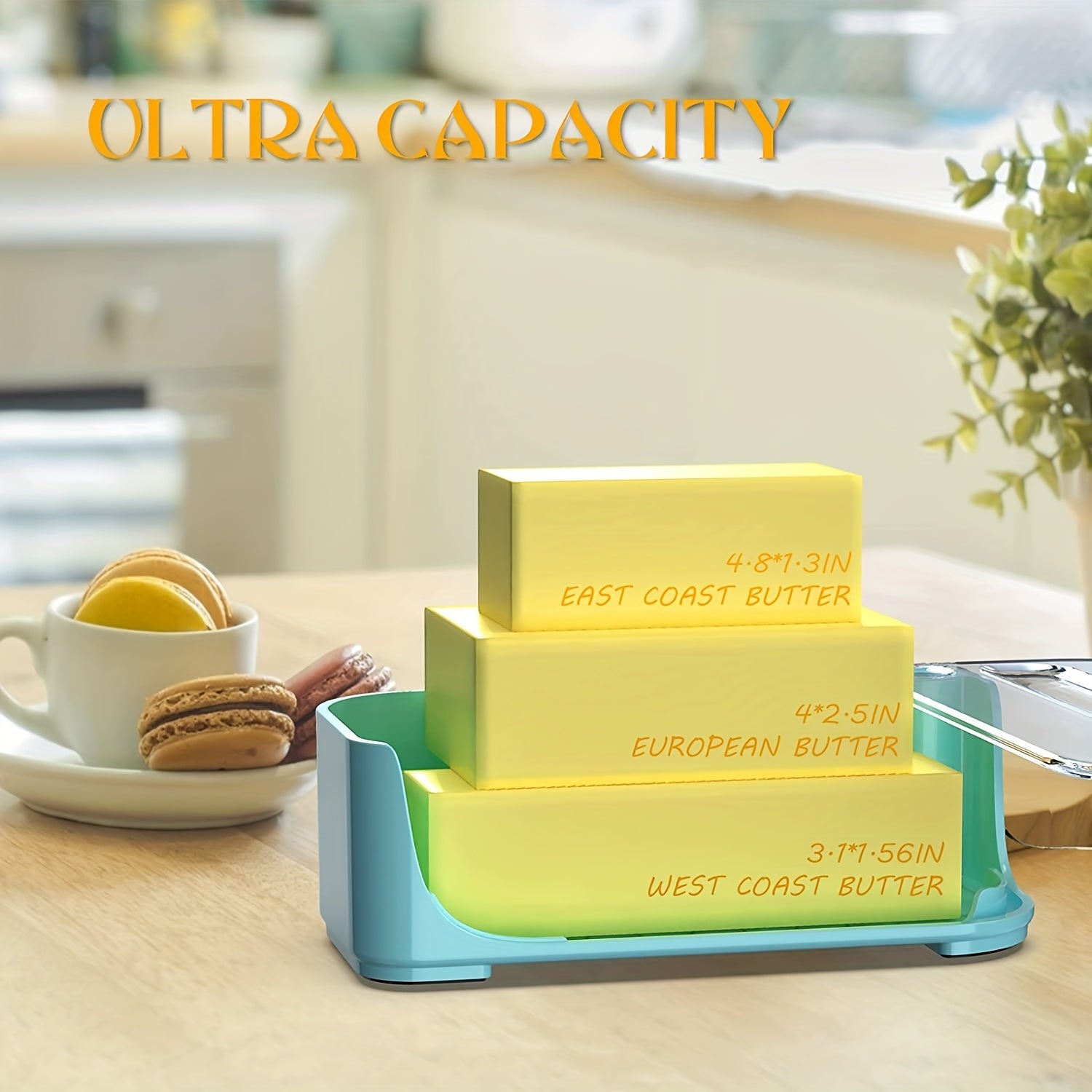 Plastic Butter Dish with Cover and Knife, Kitchen Storage Container