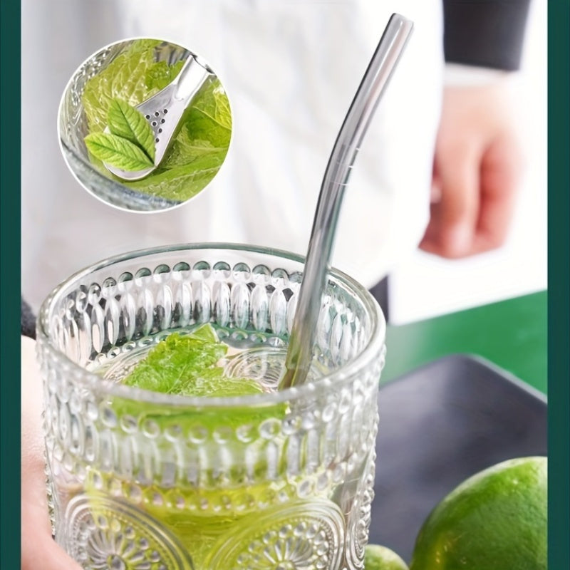 Set de 2-3 cucharas con pajillas de acero inoxidable para café, jugo, leche y té