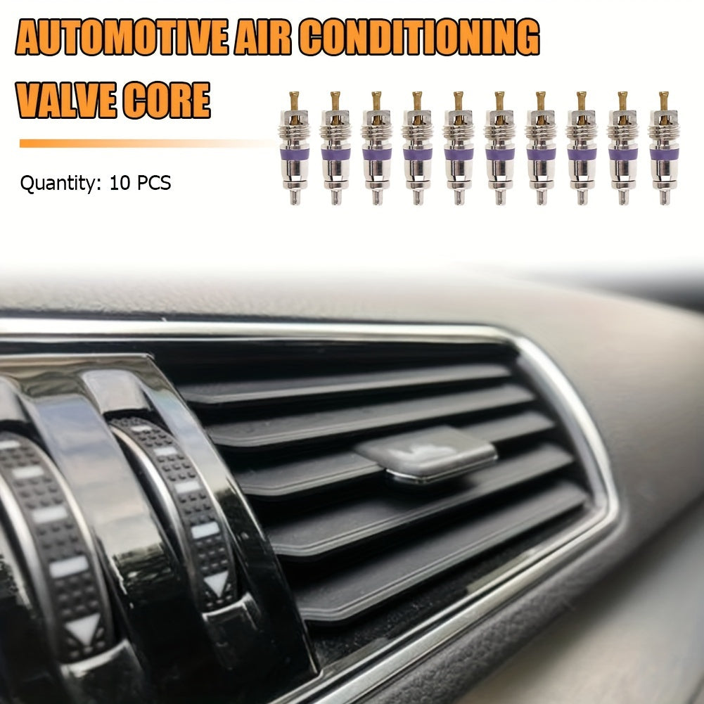10 Pieces Copper Valve Cores for Car Air Conditioning R134a System