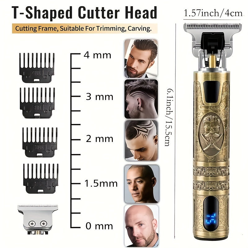 Men's Grooming Kit USB Rechargeable Hair and Beard Trimmer with T-Blade LCD Display Accessories