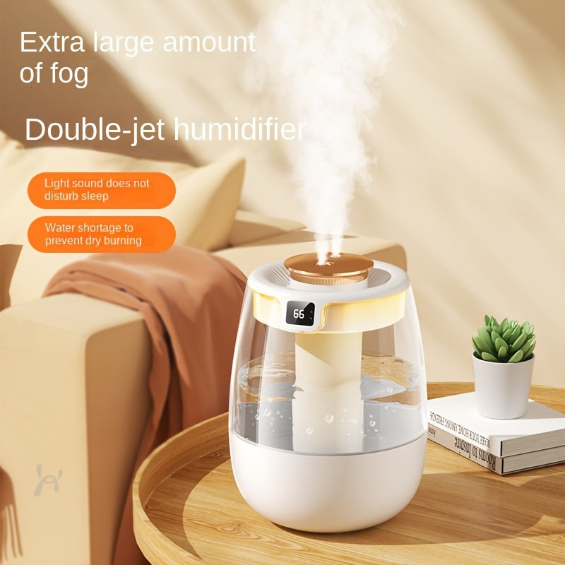Quiet USB Humidifier with Large Capacity, Dual Mist Settings, Night Light and Digital Display