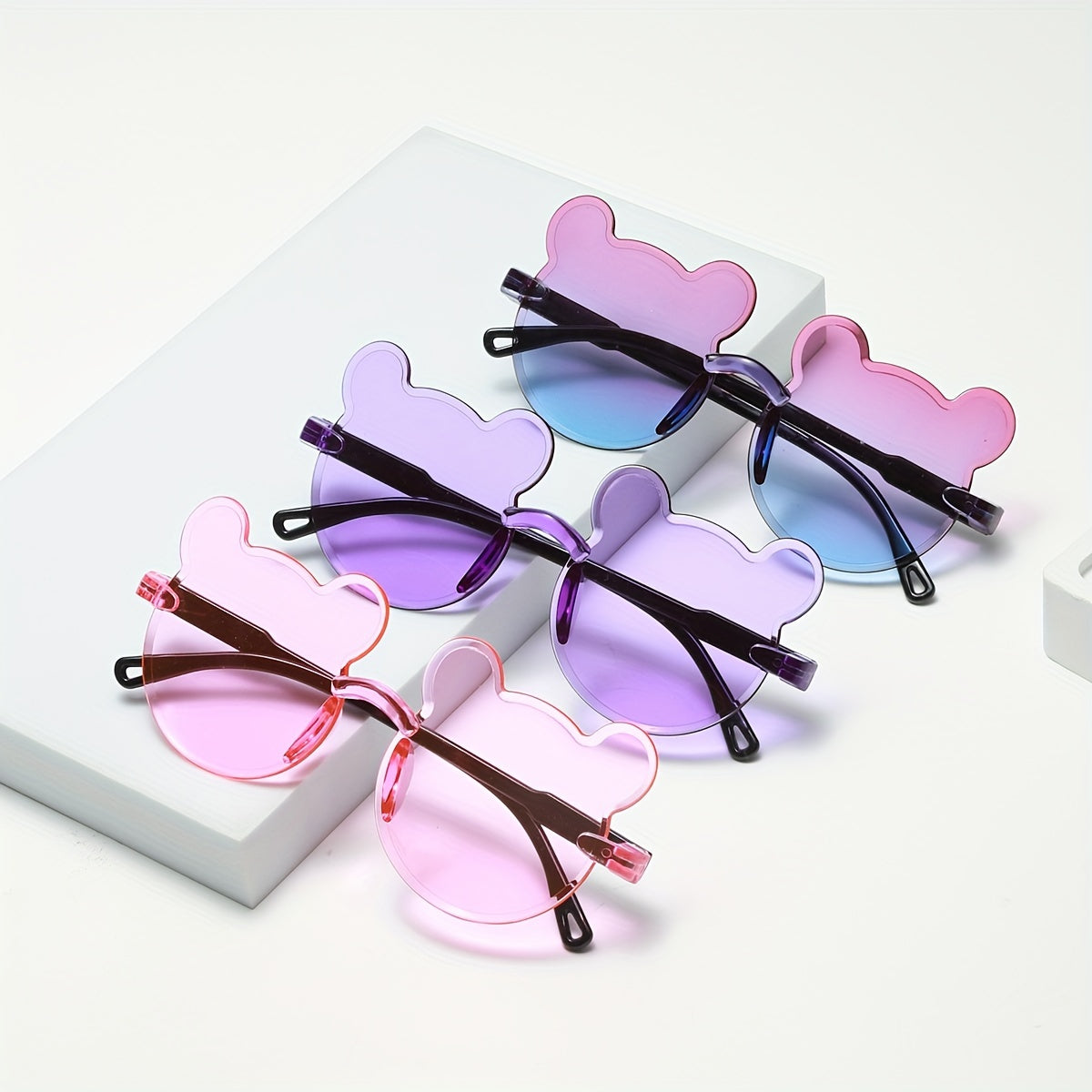 Set of 3 Cartoon Rimless Fashion Glasses with Gradient Lenses for Outdoor Activities