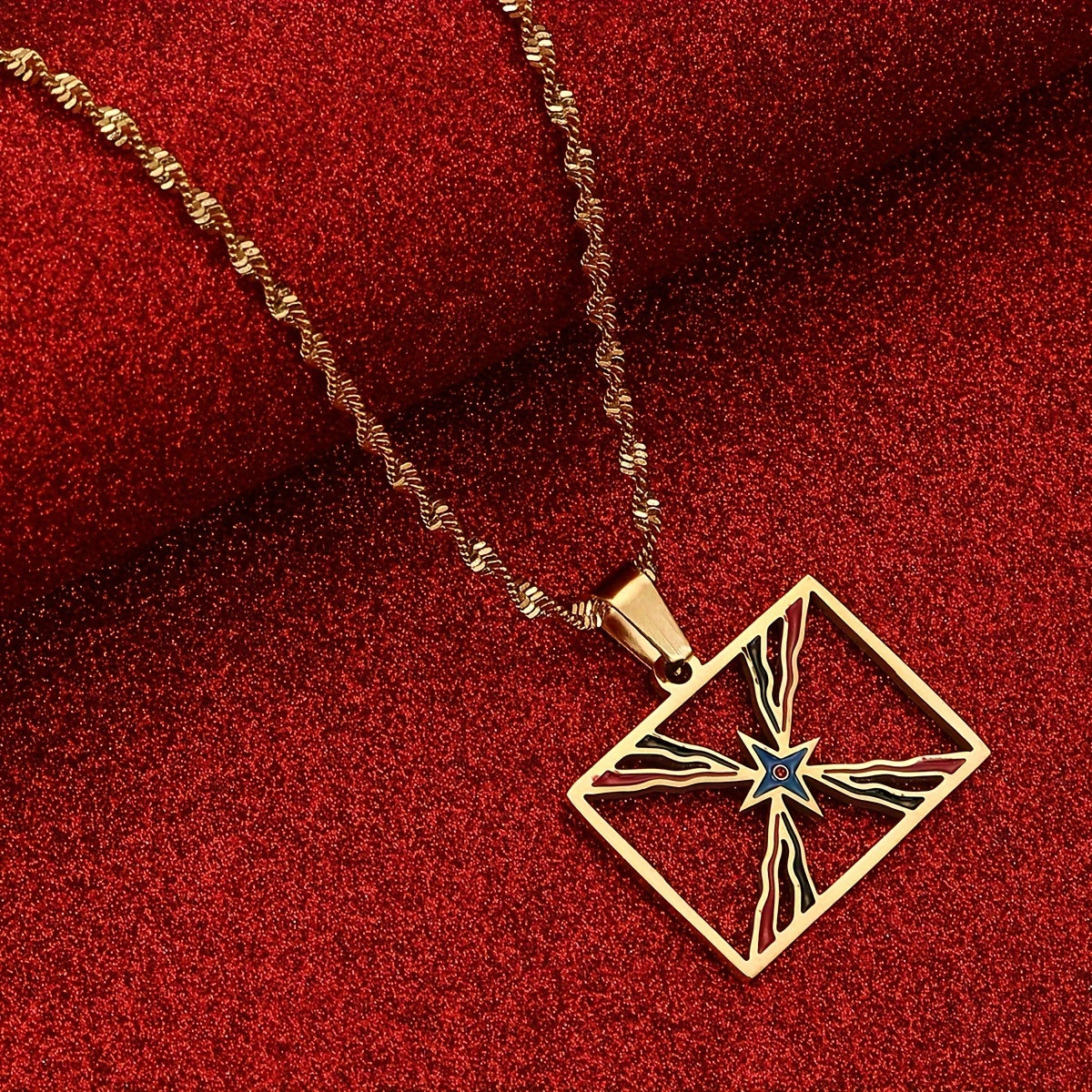 Collar de cadena con colgante Ashur de acero inoxidable, joyería unisex inspirada en Asiria