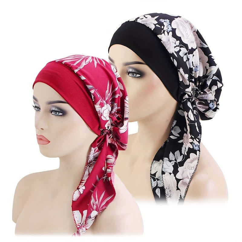 Бохо шик тюрбан с завязками с геометрическим узором из вязаного полиэстера для пациентов, проходящих химиотерапию
