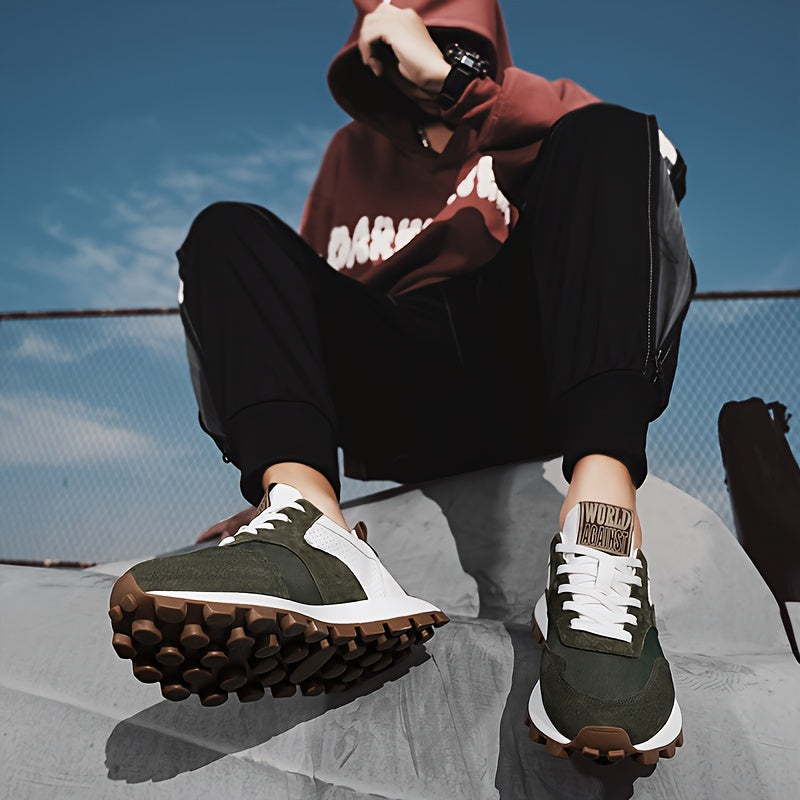 Erkaklar uchun Preppy Sport Krossovkalari - Bog'ichli, Havo o'tkazuvchi, Kundalik kiyim uchun sun'iy yuqori qismi, mato ichki qismi, kauchuk taglik bilan yugurish va kundalik foydalanish uchun.