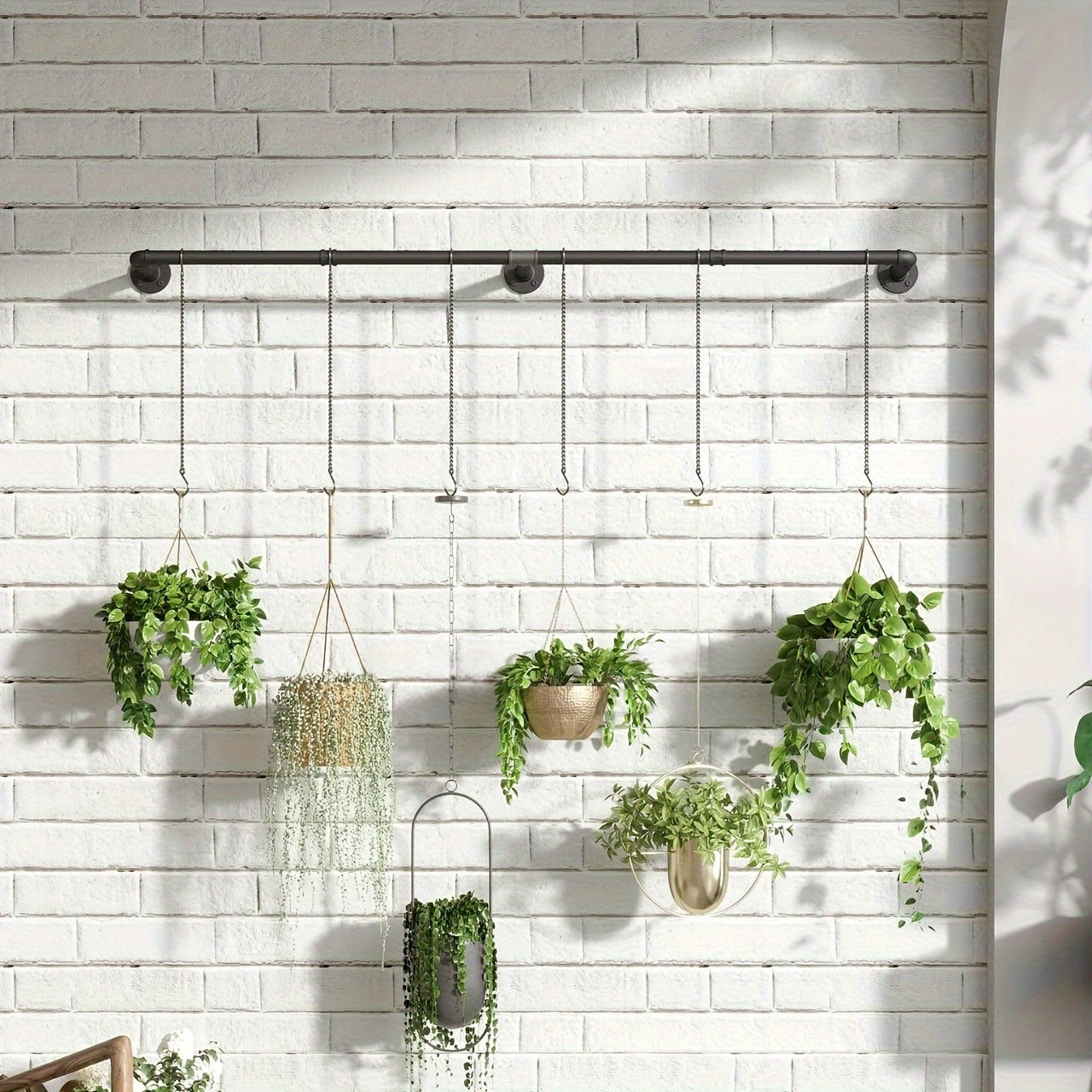 Industrial Metal Hanging Plant Rod for Indoor Outdoor Use with Multiple Components