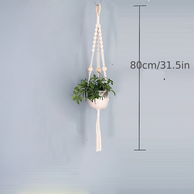 Set of 2 Boho Handmade Macrame Plant Hangers Indoor Climbing Pots