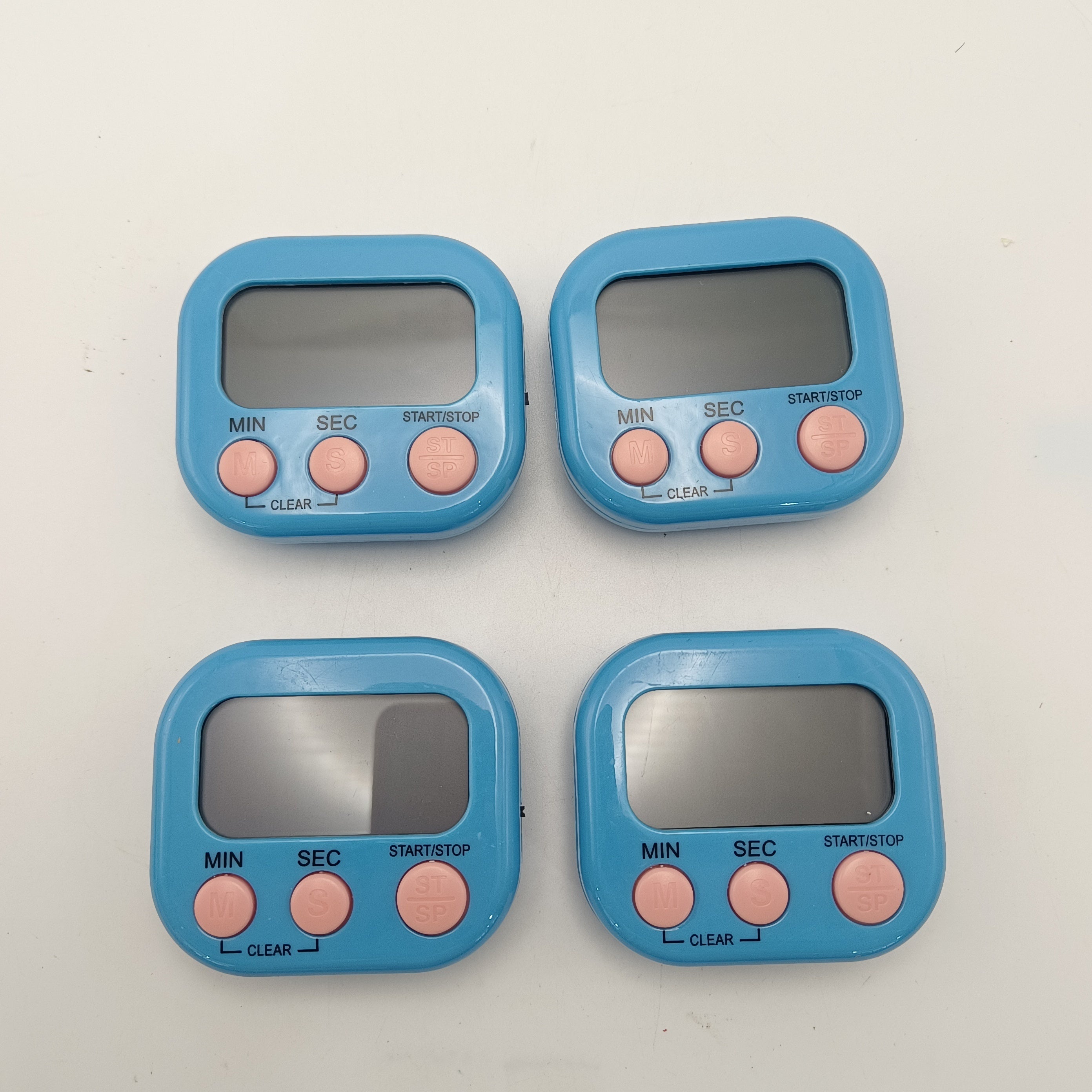 Set of 4 Digital Kitchen Timers Magnetic Backing Count Up Down for Cooking Baking Sports Office