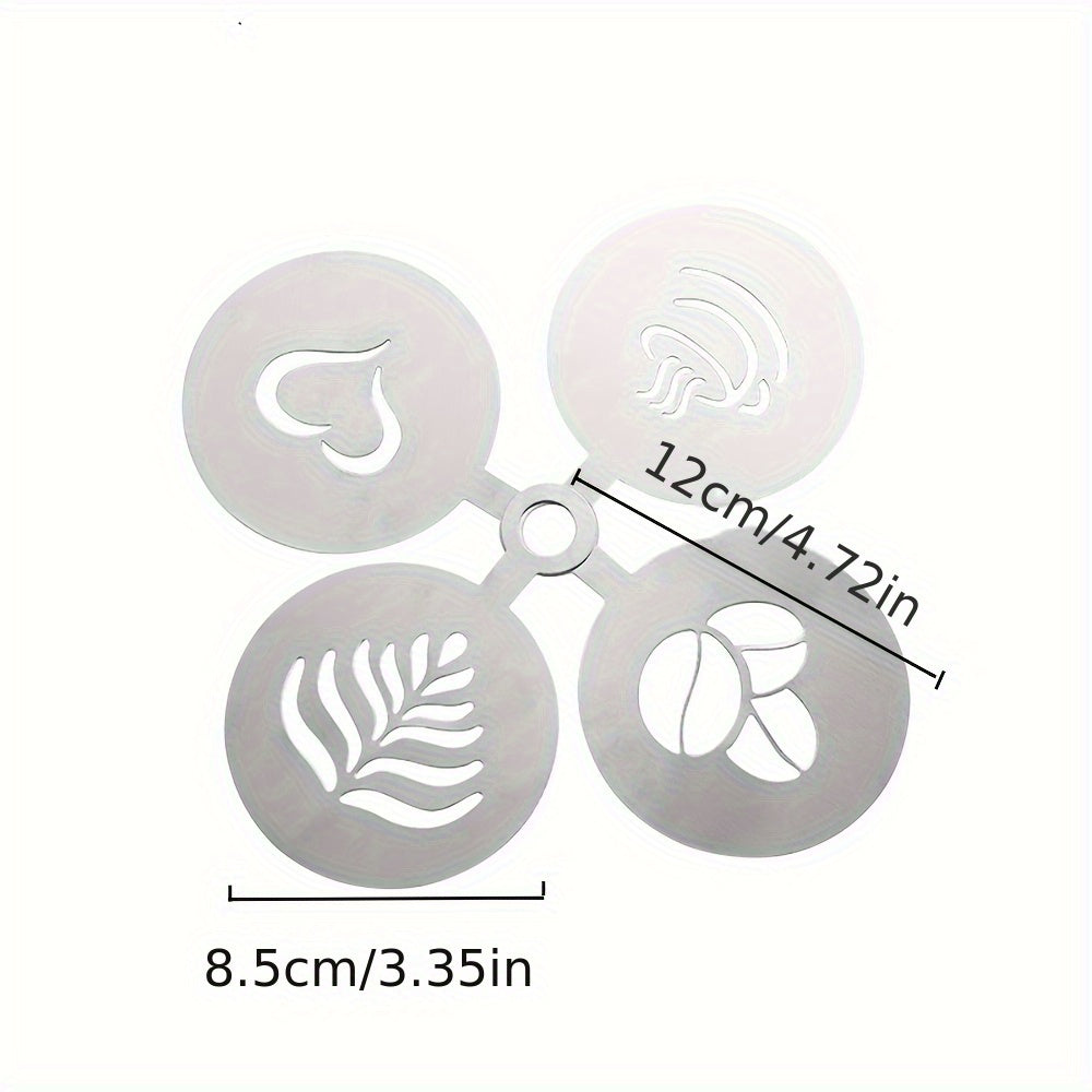 Stainless Steel Cake and Coffee Stencils Set for Lattes Cakes Cookies 4 Pack