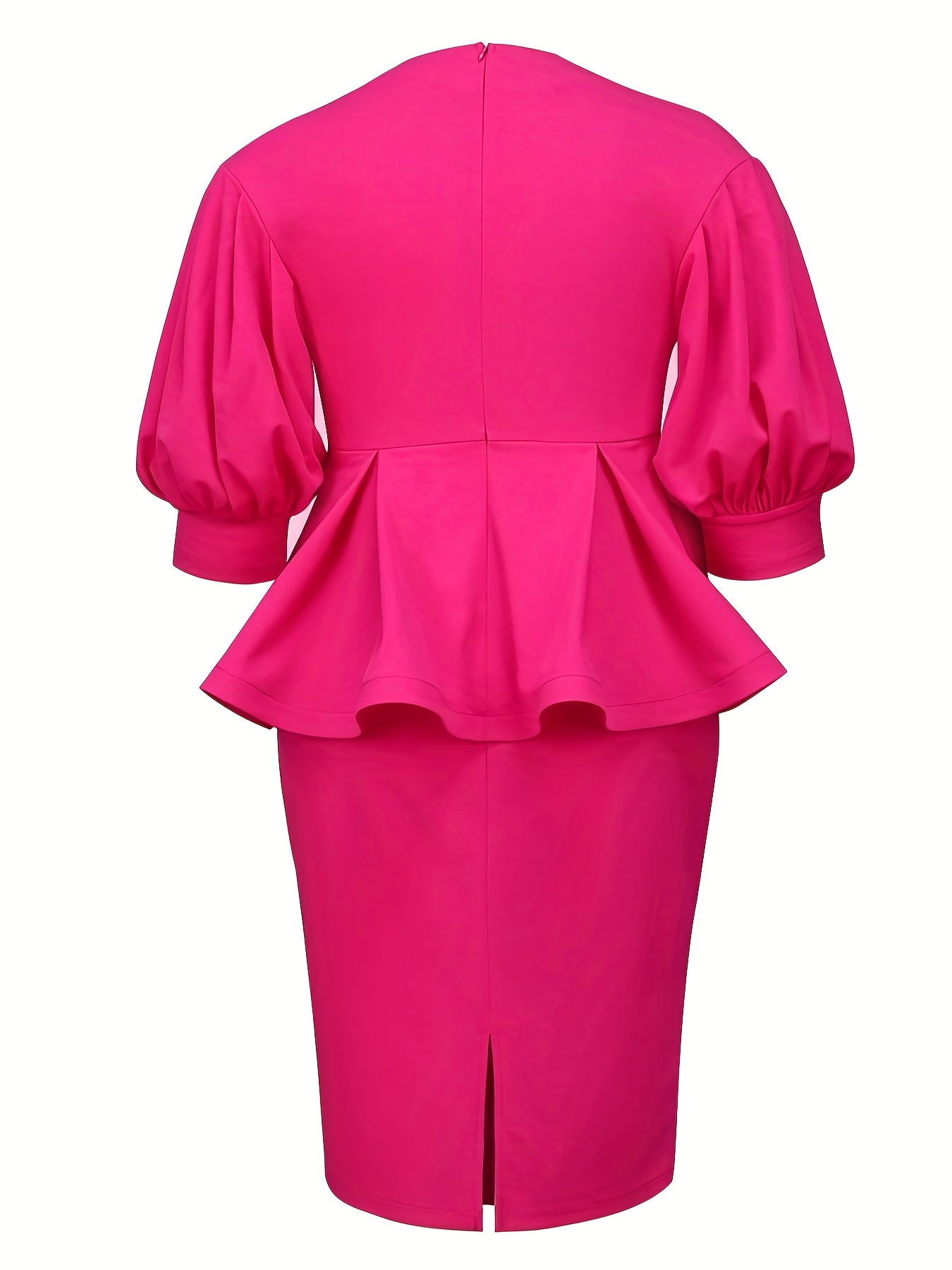 Women's Elegant V-Neck Puff Sleeve Ruffled Bodycon Dress for Parties