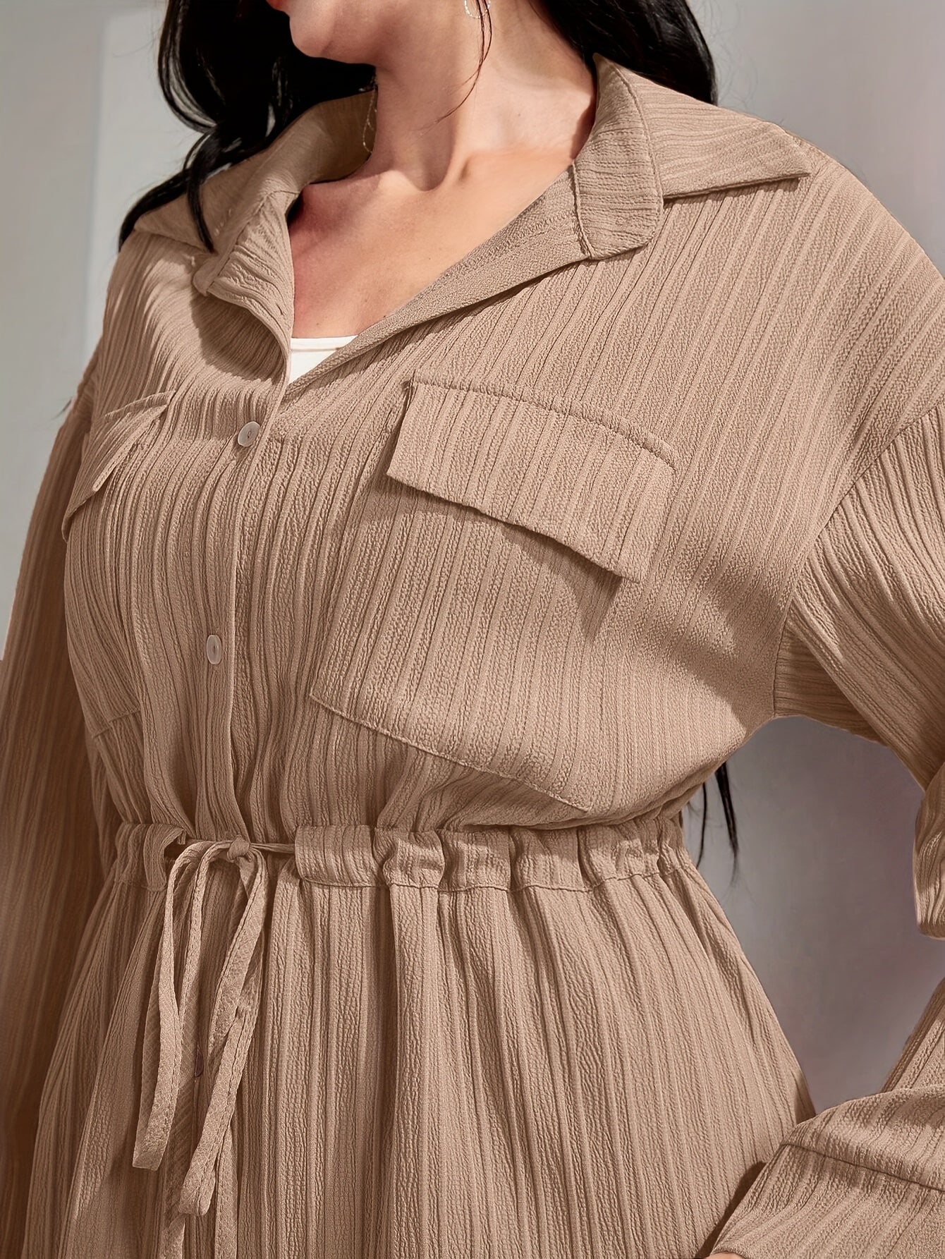 Women's Polyester Suit with Lapel Collar Solid Color Woven Fabric Long Sleeve Wide Leg Pants for Spring Fall