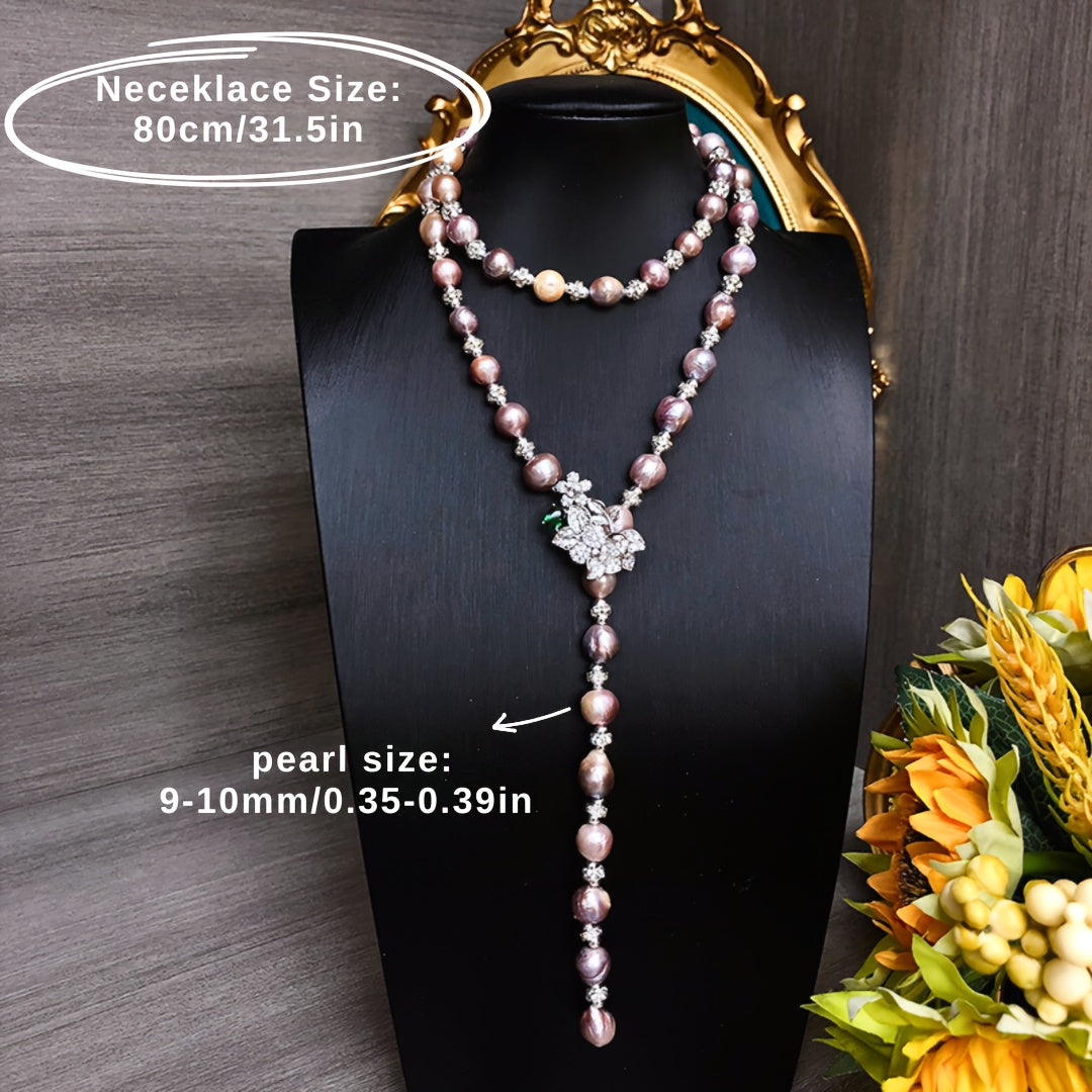 Zamonaviy Shirin Suv Barokko Marvarid Sviter Marjon - Har kuni kiyish va tadbirlar uchun mukammal uzun zanjir aksessuar, Sovg'a qutisida keladi