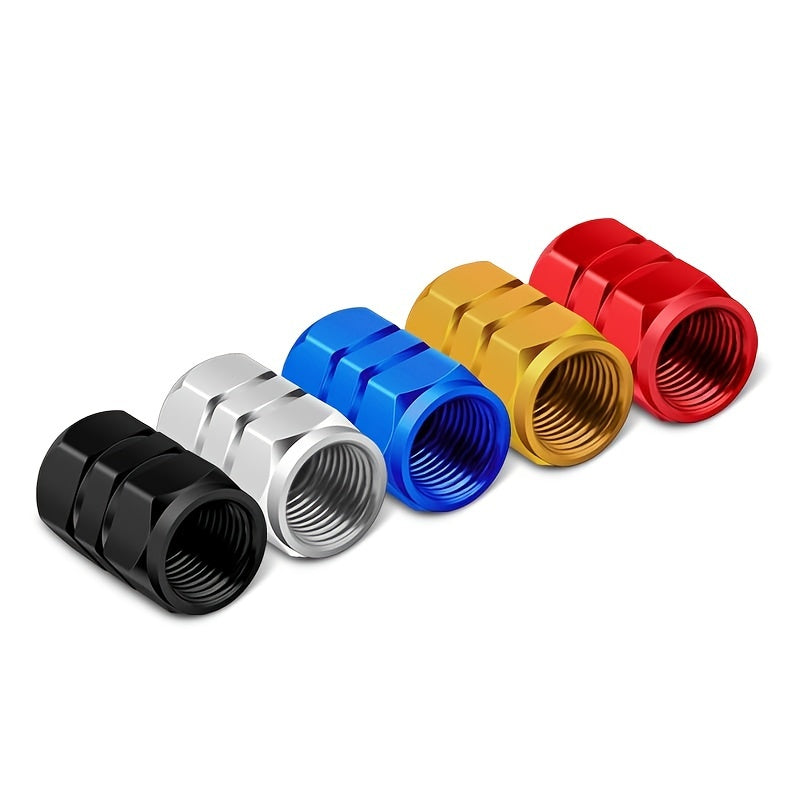 Set Of 4 Golden Aluminum Tire Valve Caps for Car Vehicle Decoration