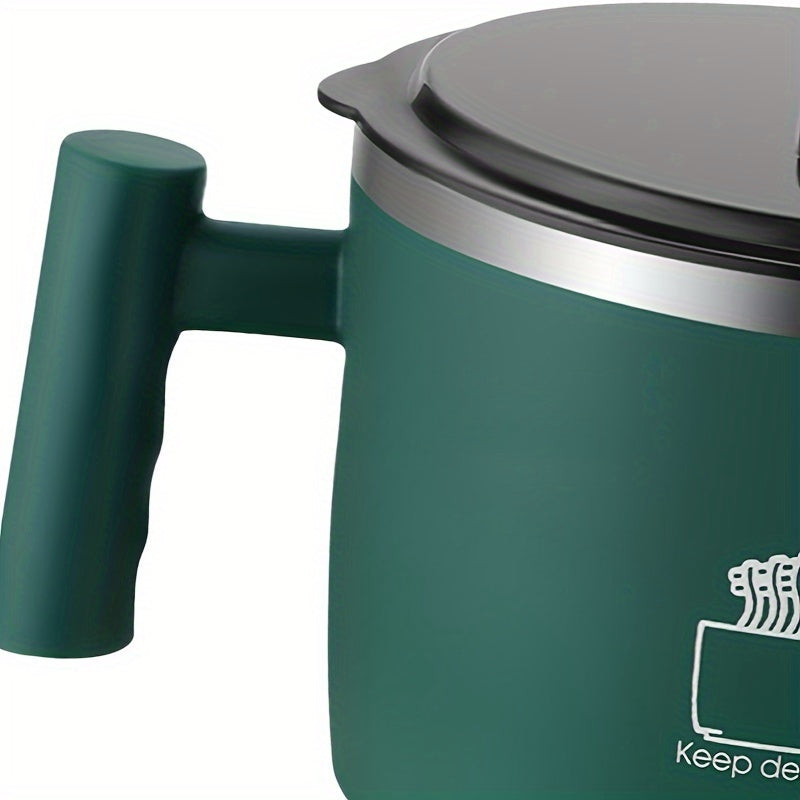 Stainless Steel Noodle Bowl with Lid, Durable, Portable for Dorms and Office