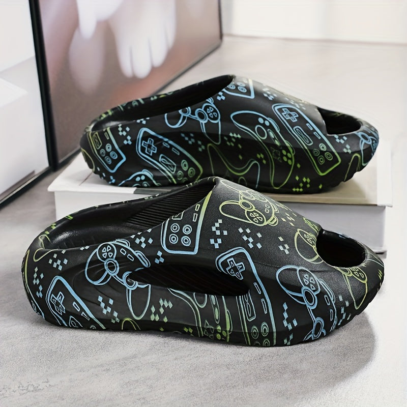 Детские тапочки с открытым носком для мальчиков и девочек, летняя повседневная обувь из ЭВА с случайным узором