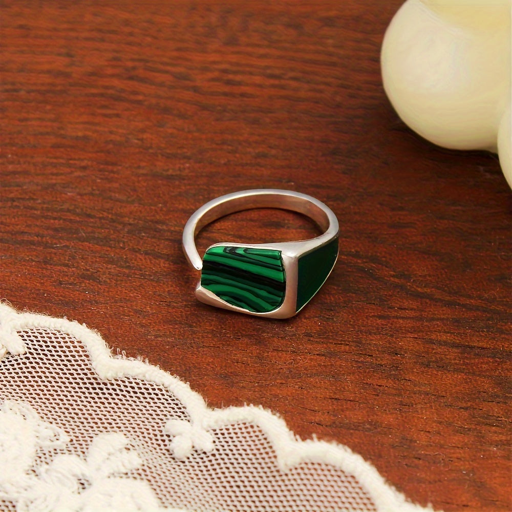 Sterling Silver Turquoise Inlay Cushion Ring for Women and Men