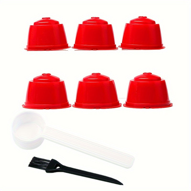 Reusable Coffee Pods Pack of 6 with Spoons and Brushes for Camping and Travel