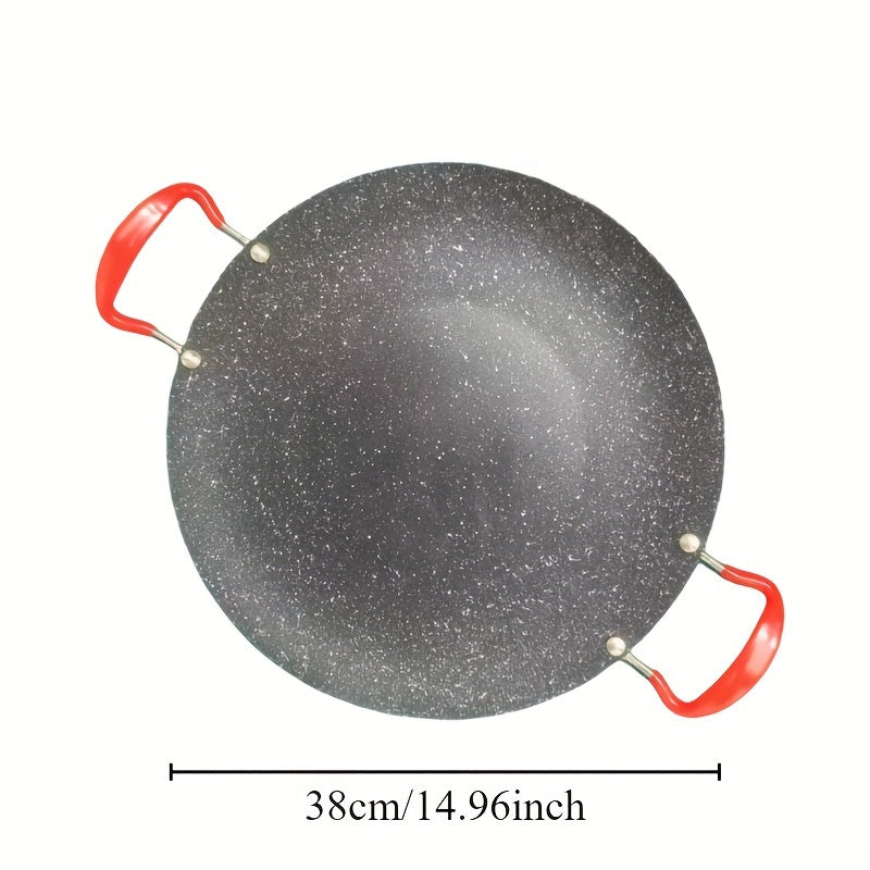 Korean BBQ Grill Pan Non-Stick PFOA-Free Circular Griddle with Heat-Resistant Handle
