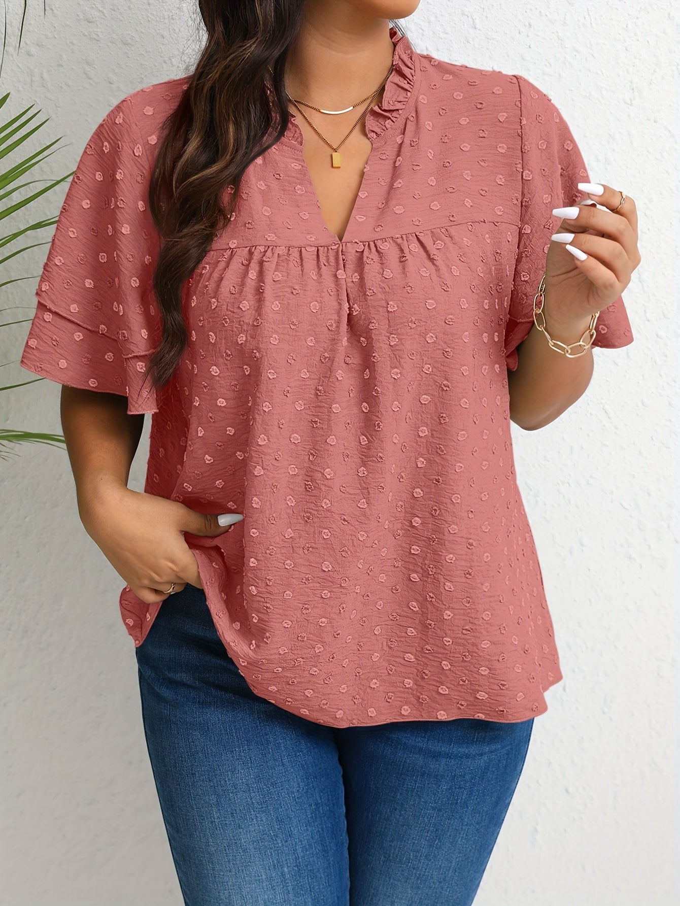 Plus Size Women's Casual Shirt Forest Green Size 1X