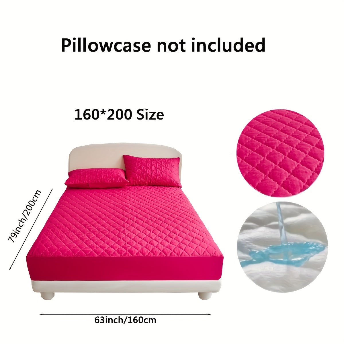 100% to'quv polyesterdan tayyorlangan diametrli qoplamali suv o'tkazmaydigan yostiq himoyachisi. Mashinada yuvish mumkin va bir nechta o'lchamlarda mavjud (yostiq qoplamalari kiritilmagan).