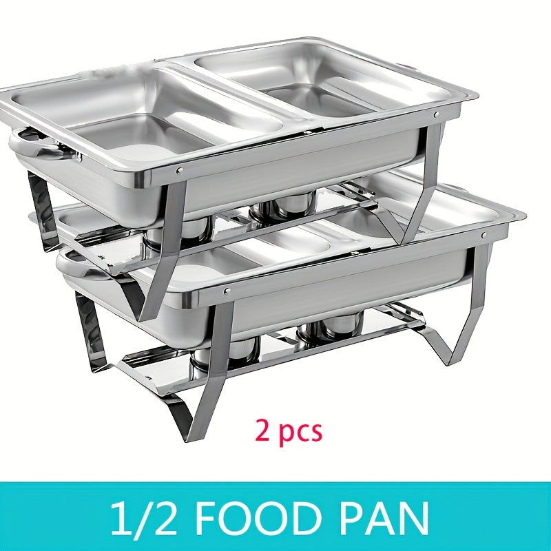 8QT Stainless Steel Chafing Dishes Set with Full and Half Pans for Catering and Events