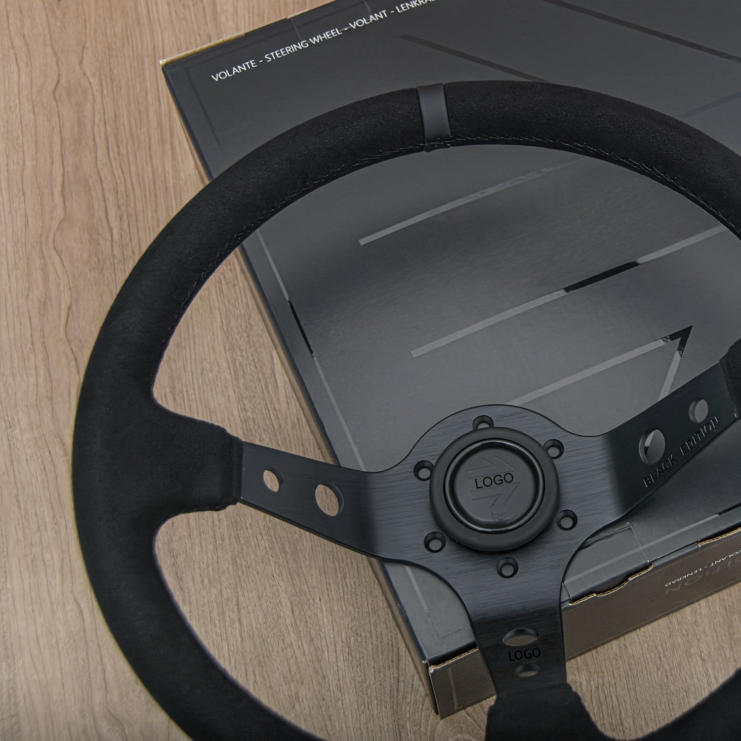 Black 350mm Racing Steering Wheel Drifting Synthetic Leather | Ergonomic Grip