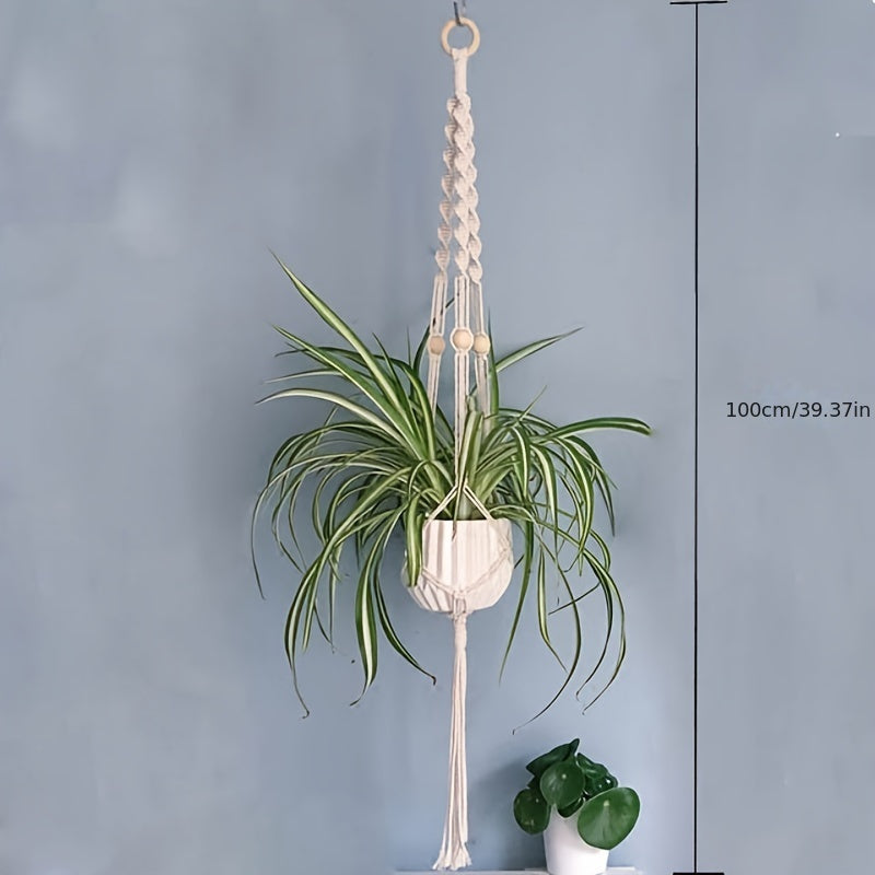 Set of 2 Boho Handmade Macrame Plant Hangers Indoor Climbing Pots