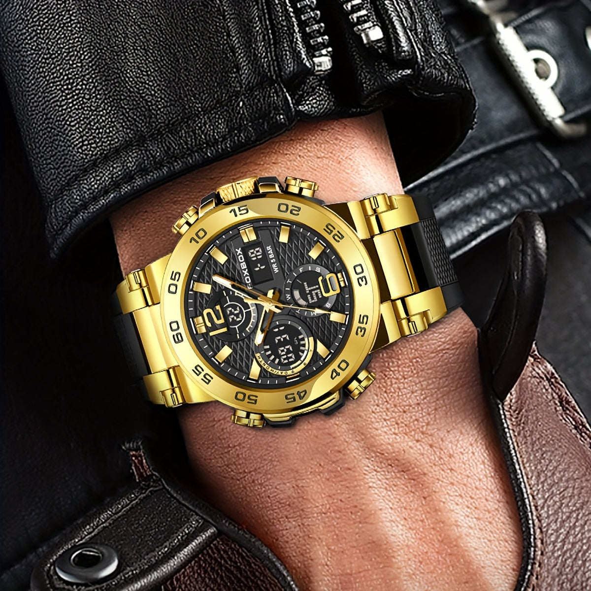 Multi-Functional Chronograph Watch with Dual Display for Men and Women